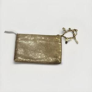 Gold Mesh Evening Clutch Purse Metallic Wedding Prom Party Bag Vintage Style